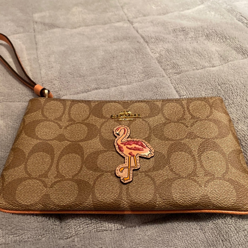 Coach Flamingo wristlet